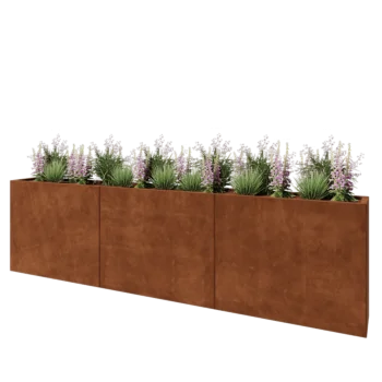 Cortenstaal plantenbak XXL - Rechthoek - 300 x 30 x 80 cm - Met bodemplaat