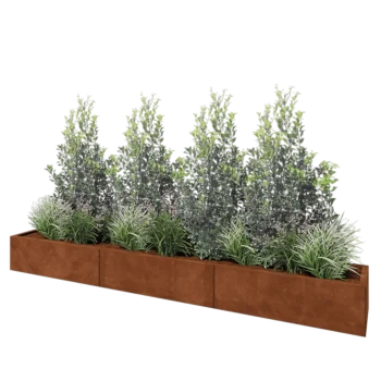 Cortenstaal plantenbak XXL - Rechthoek - 300 x 40 x 30 cm - Met bodemplaat