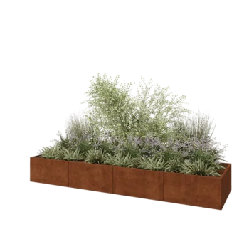 Cortenstaal plantenbak XXL - Rechthoek - 400 x 100 x 50 cm - Zonder bodemplaat