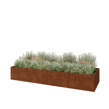 Cortenstaal plantenbak XXL - Rechthoek - 400 x 120 x 60 cm - Zonder bodemplaat