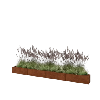 Cortenstaal plantenbak XXL - Rechthoek - 400 x 30 x 30 cm - Met bodemplaat