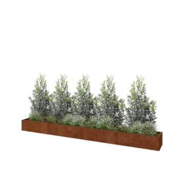 Cortenstaal plantenbak XXL - Rechthoek - 400 x 40 x 30 cm - Met bodemplaat