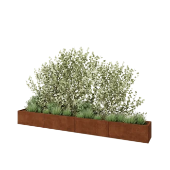 Cortenstaal plantenbak XXL - Rechthoek - 400 x 40 x 40 cm - Met bodemplaat
