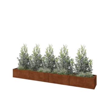 Cortenstaal plantenbak XXL - Rechthoek - 400 x 50 x 40 cm - Met bodemplaat