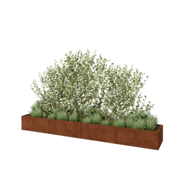 Cortenstaal plantenbak XXL - Rechthoek - 400 x 60 x 40 cm - Met bodemplaat