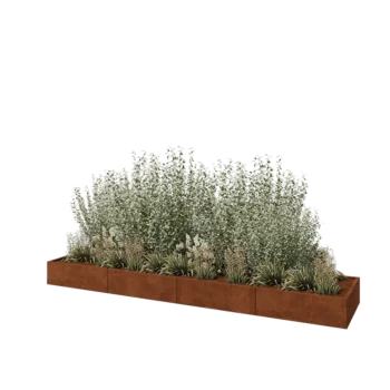 Cortenstaal plantenbak XXL - Rechthoek - 400 x 80 x 30 cm - Met bodemplaat