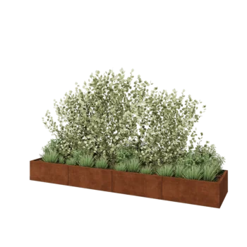Cortenstaal plantenbak XXL - Rechthoek - 400 x 80 x 40 cm - Met bodemplaat