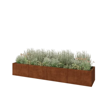 Cortenstaal plantenbak XXL - Rechthoek - 400 x 80 x 60 cm - Met bodemplaat