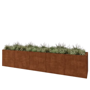 Cortenstaal plantenbak XXL - Rechthoek - 500 x 100 x 100 cm - Met bodemplaat