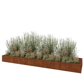 Cortenstaal plantenbak XXL - Rechthoek - 500 x 120 x 40 cm - Met bodemplaat