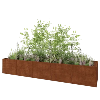 Cortenstaal plantenbak XXL - Rechthoek - 500 x 120 x 80 cm - Met bodemplaat