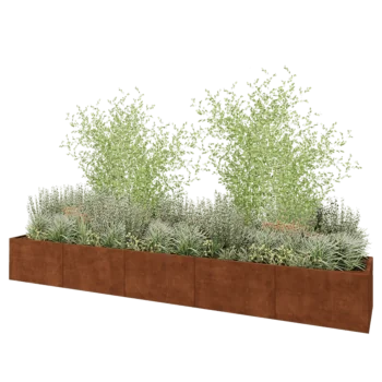 Cortenstaal plantenbak XXL - Rechthoek - 500 x 80 x 60 cm - Zonder bodemplaat
