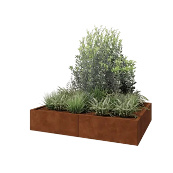 Cortenstaal plantenbak XXL - Rechthoek - 160 x 120 x 30 cm - Met bodemplaat