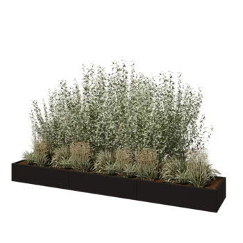 Stalen plantenbak XXL - Rechthoek - 360 x 60 x 30 cm - RAL9005 mat (zwart) - Met bodemplaat