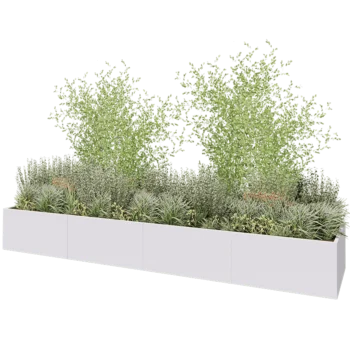Stalen plantenbak XXL - Rechthoek - 480 x 100 x 60 cm - RAL9010 mat (wit) - Zonder bodemplaat