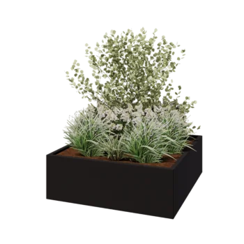 Stalen plantenbak - Vierkant - 120 x 120 x 40 cm - RAL9005 mat (zwart) - Zonder bodemplaat