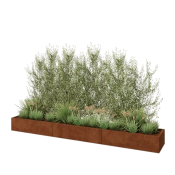 Cortenstaal plantenbak XXL - Rechthoek - 360 x 50 x 30 cm - Met bodemplaat