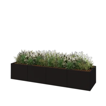 Stalen plantenbak XXL - Rechthoek - 320 x 80 x 60 cm - RAL9005 mat (zwart) - Zonder bodemplaat