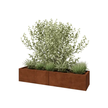 Cortenstaal plantenbak XXL - Rechthoek - 160 x 40 x 30 cm - Met bodemplaat