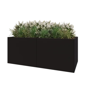 Stalen plantenbak XXL - Rechthoek - 200 x 100 x 80 cm - RAL9005 mat (zwart) - Met bodemplaat
