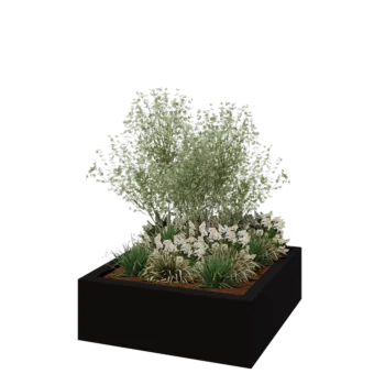 Polyester plantenbak - Vierkant - 120 x 120 x 40 cm - RAL9005 mat (zwart) - Met bodem