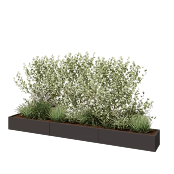 Stalen plantenbak XXL - Rechthoek - 360 x 40 x 30 cm - RAL7016 mat (antraciet grijs) - Met bodemplaat