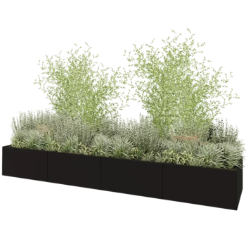 Stalen plantenbak XXL - Rechthoek - 480 x 100 x 60 cm - RAL9005 mat (zwart) - Zonder bodemplaat