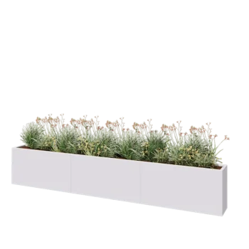 Stalen plantenbak XXL - Rechthoek - 360 x 30 x 60 cm - RAL9010 mat (wit) - Zonder bodemplaat