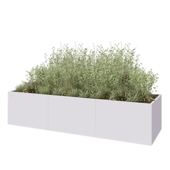 Stalen plantenbak XXL - Rechthoek - 360 x 100 x 80 cm - RAL9010 mat (wit) - Zonder bodemplaat