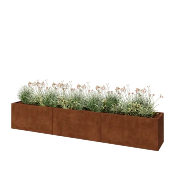 Cortenstaal plantenbak XXL - Rechthoek - 360 x 50 x 60 cm - Met bodemplaat