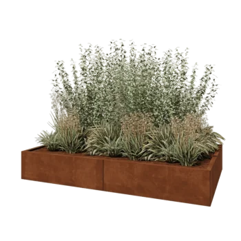 Cortenstaal plantenbak XXL - Rechthoek - 200 x 120 x 30 cm - Met bodemplaat