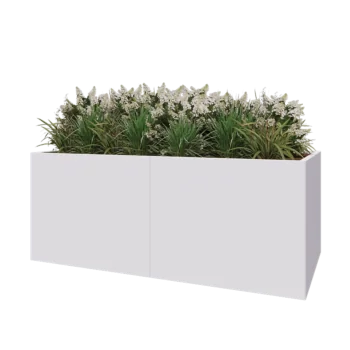 Stalen plantenbak XXL - Rechthoek - 200 x 100 x 80 cm - RAL9010 mat (wit) - Met bodemplaat
