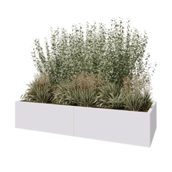 Stalen plantenbak XXL - Rechthoek - 200 x 80 x 40 cm - RAL9010 mat (wit) - Met bodemplaat