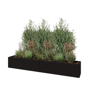 Stalen plantenbak XXL - Rechthoek - 200 x 30 x 30 cm - RAL9005 mat (zwart) - Zonder bodemplaat