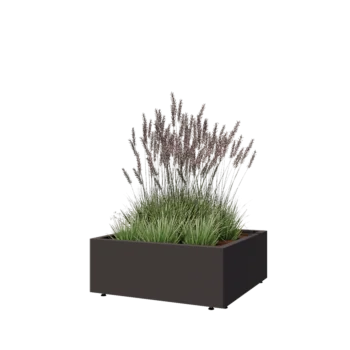 Stalen plantenbak - Vierkant - 80 x 80 x 30 cm - RAL7016 mat (antraciet grijs) - Met bodemplaat - Met poten