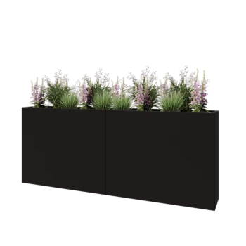 Stalen plantenbak XXL - Rechthoek - 200 x 30 x 80 cm - RAL9005 mat (zwart) - Met bodemplaat