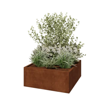 Cortenstaal plantenbak - Vierkant - 100 x 100 x 40 cm - Met bodemplaat