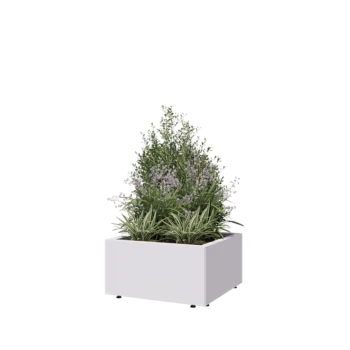 Stalen plantenbak - Vierkant - 60 x 60 x 30 cm - RAL9010 mat (wit) - Met bodemplaat - Met poten