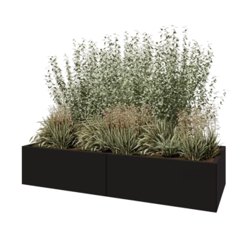Stalen plantenbak XXL - Rechthoek - 200 x 80 x 40 cm - RAL9005 mat (zwart) - Met bodemplaat