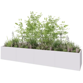 Stalen plantenbak XXL - Rechthoek - 480 x 100 x 80 cm - RAL9010 mat (wit) - Met bodemplaat