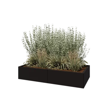 Stalen plantenbak XXL - Rechthoek - 160 x 80 x 30 cm - RAL9005 mat (zwart) - Met bodemplaat