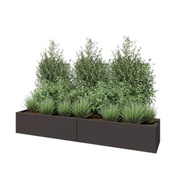 Stalen plantenbak XXL - Rechthoek - 200 x 40 x 30 cm - RAL7016 mat (antraciet grijs) - Met bodemplaat