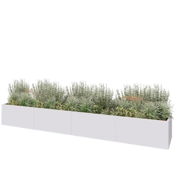 Stalen plantenbak XXL - Rechthoek - 480 x 80 x 60 cm - RAL9010 mat (wit) - Zonder bodemplaat