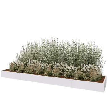 Stalen plantenbak XXL - Rechthoek - 480 x 100 x 30 cm - RAL9010 mat (wit) - Zonder bodemplaat