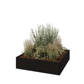 Stalen plantenbak - Vierkant - 120 x 120 x 30 cm - RAL9005 mat (zwart) - Zonder bodemplaat