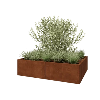 Cortenstaal plantenbak XXL - Rechthoek - 160 x 120 x 40 cm - Met bodemplaat