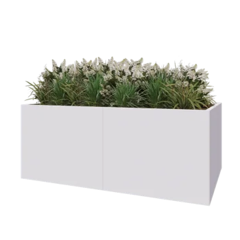 Stalen plantenbak XXL - Rechthoek - 200 x 120 x 80 cm - RAL9010 mat (wit) - Met bodemplaat