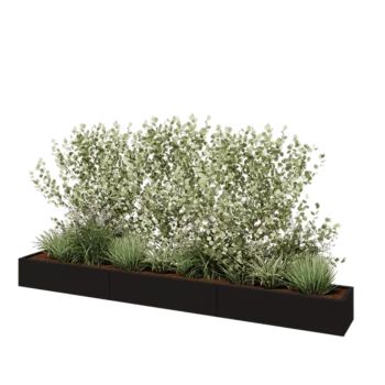 Stalen plantenbak XXL - Rechthoek - 360 x 40 x 30 cm - RAL9005 mat (zwart) - Met bodemplaat