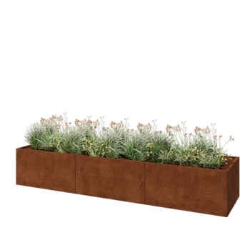 Cortenstaal plantenbak XXL - Rechthoek - 360 x 80 x 60 cm - Met bodemplaat