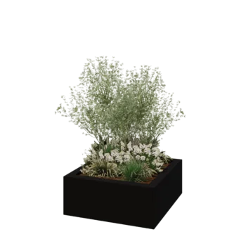 Polyester plantenbak - Vierkant - 100 x 100 x 40 cm - RAL9005 mat (zwart) - Met bodem